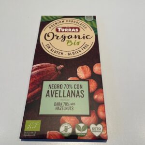 Mørk økologisk chokolade 70 % med hasselnødder